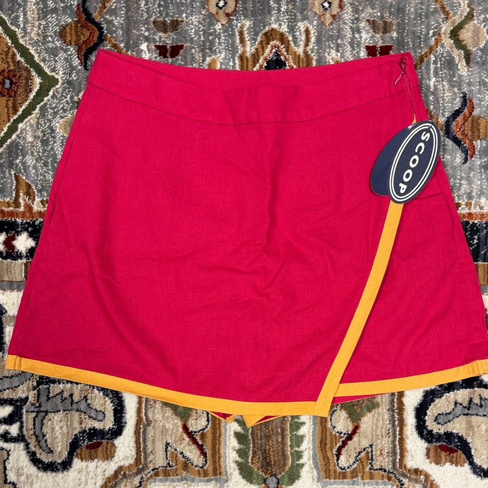 Women's Mini Skirt in Pink with Orange Trim